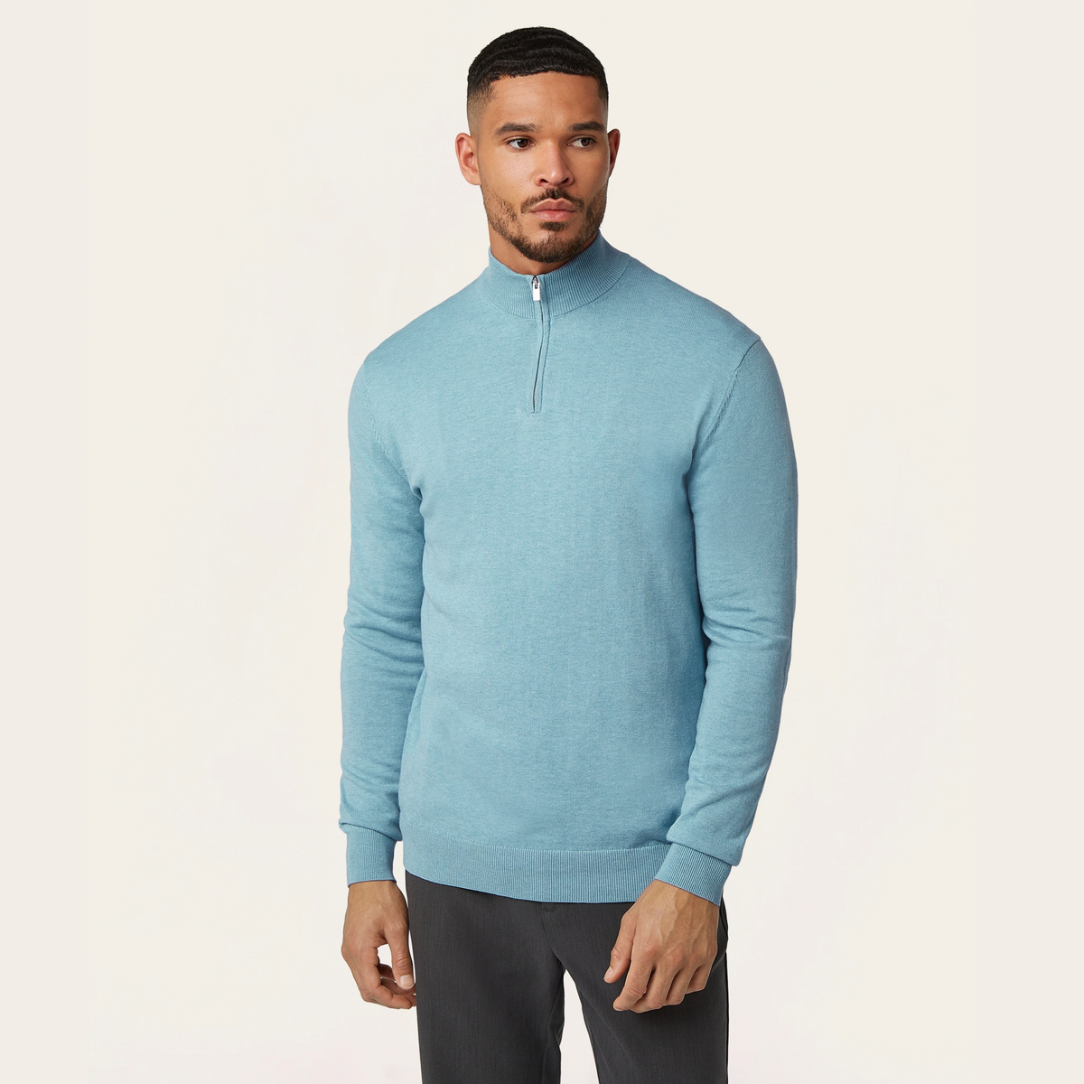 Seawool Half Zip Light Blue