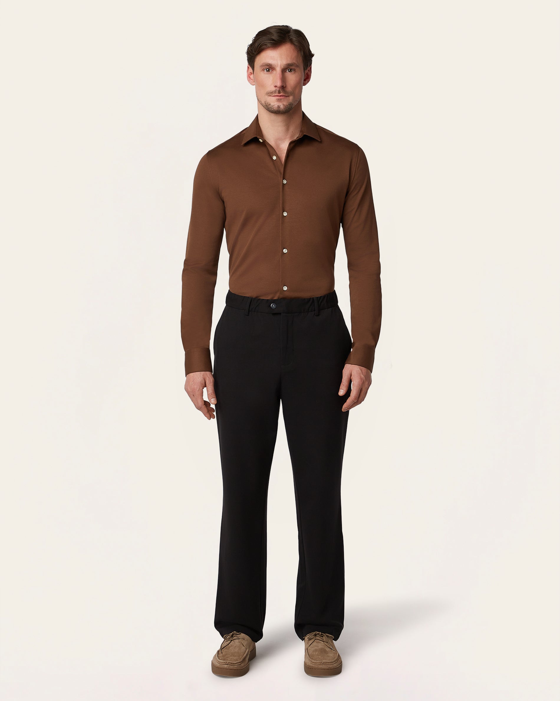 Knitted non-iron shirt Brown