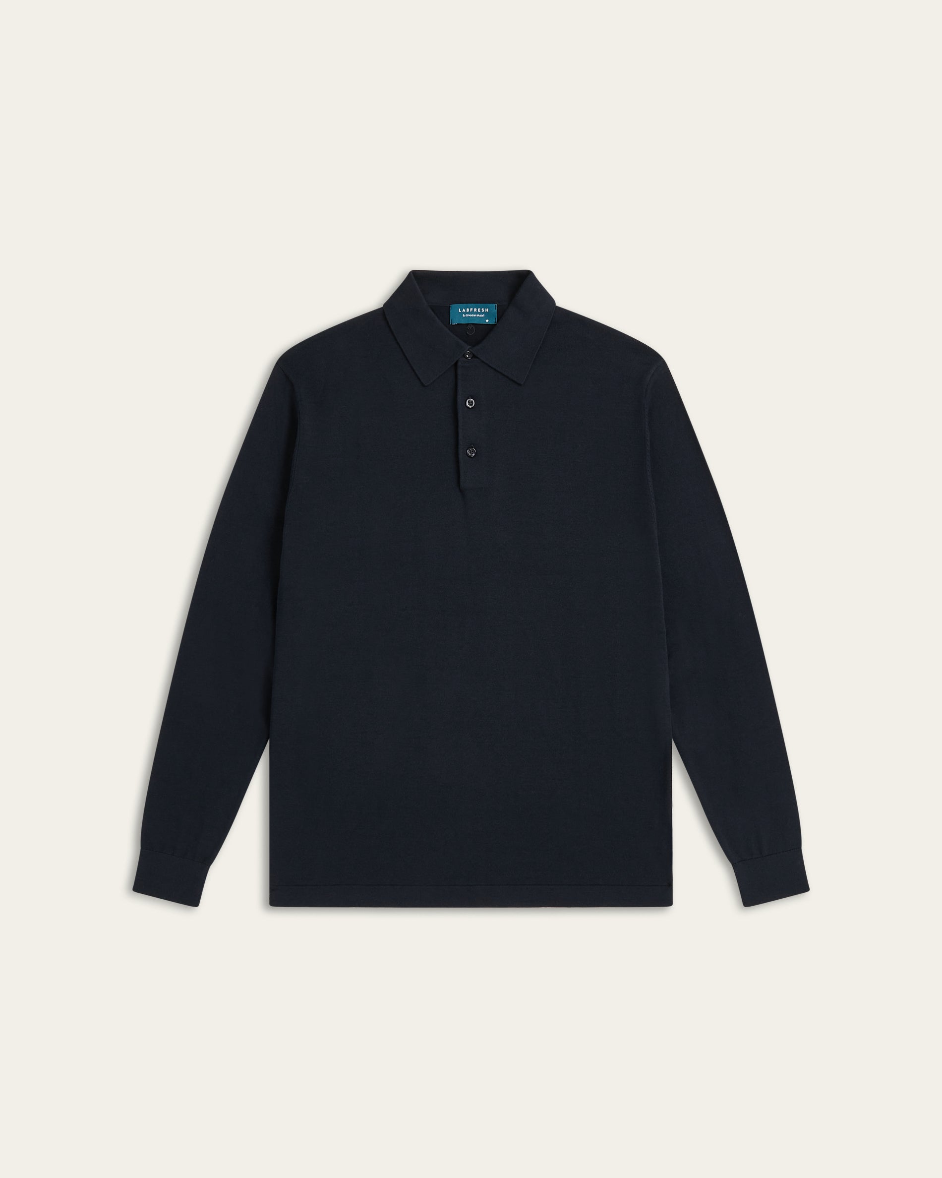 Knitted Long-sleeve Polo Navy