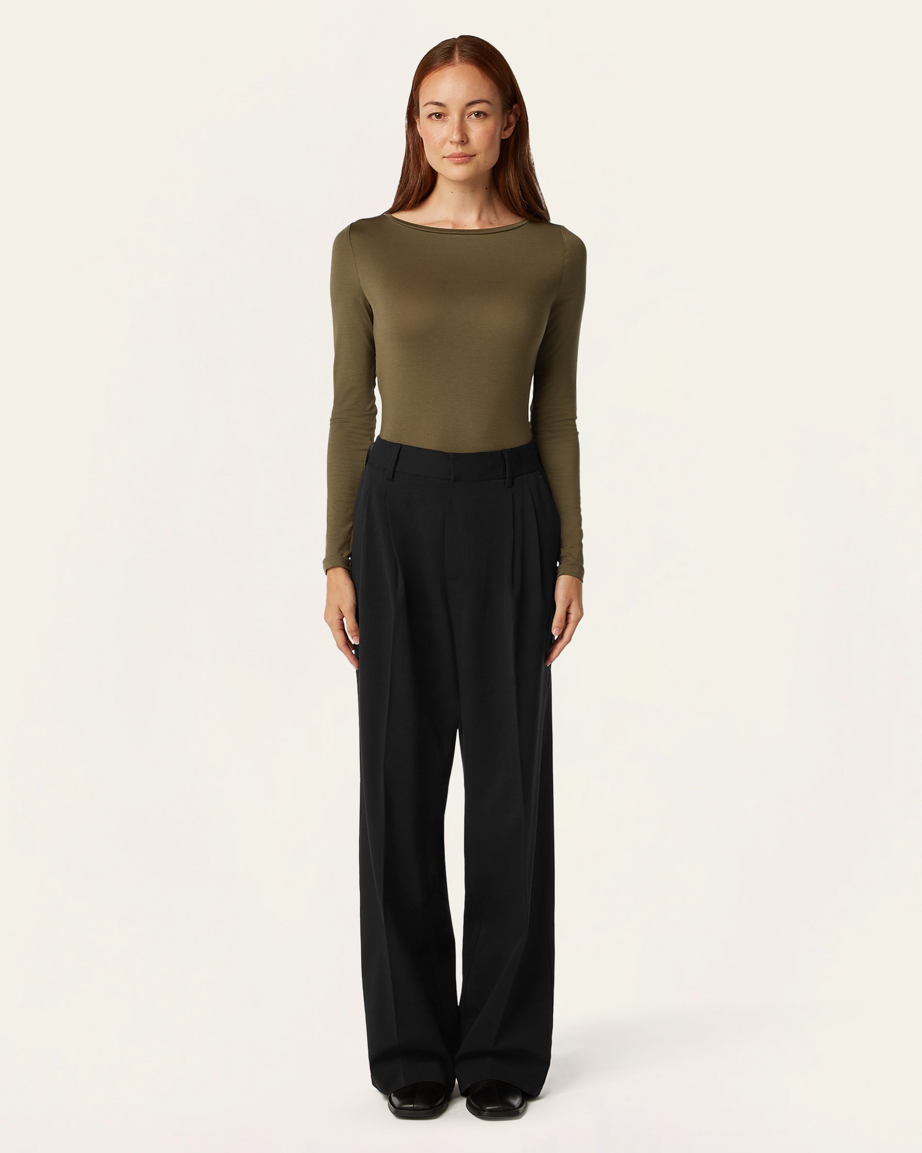 Pleated Signature Wide Pants - Black