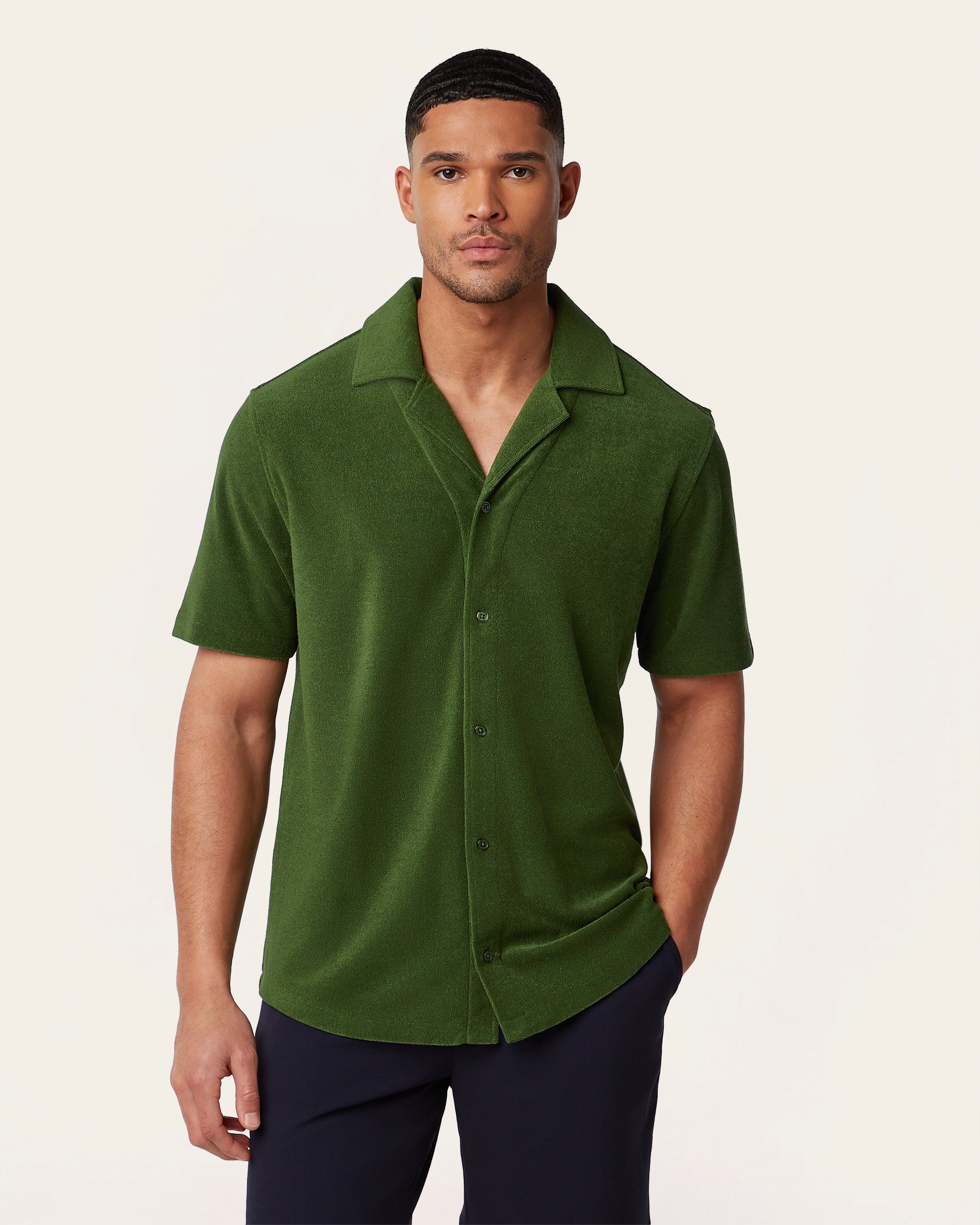 Short sleeve Terry Shirt Dark Green