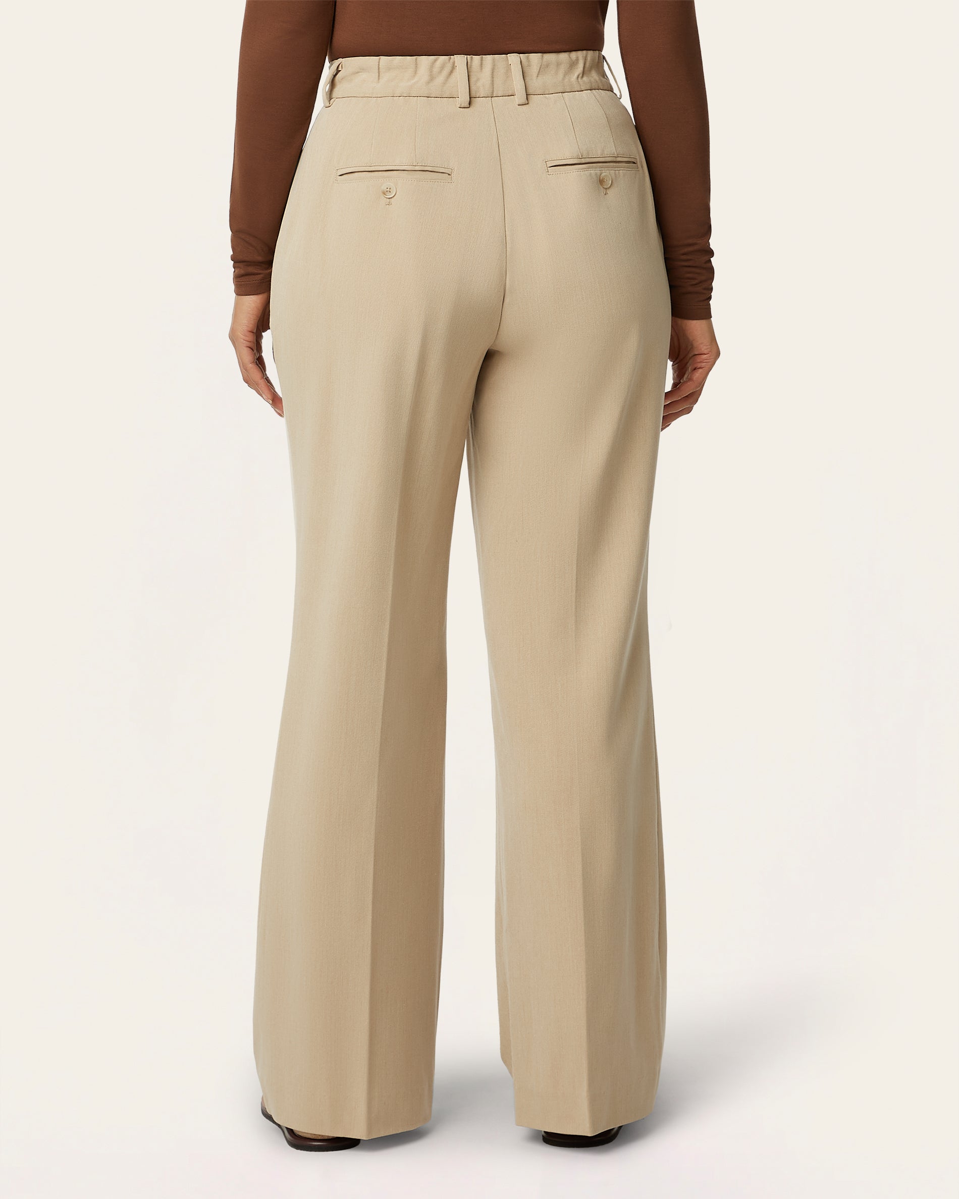 Pleated Signature wide pants - Sand