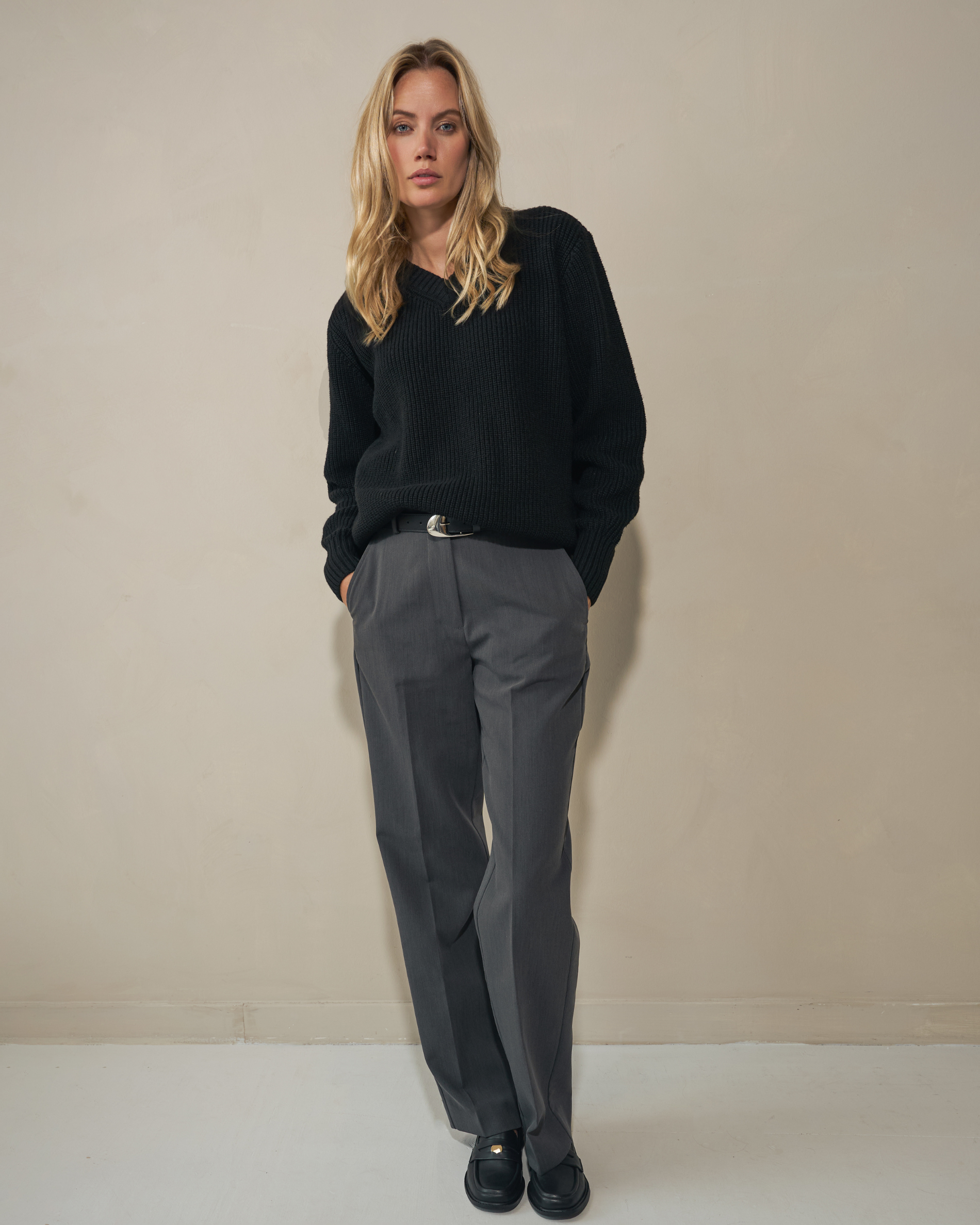 Heavy Seawool V-neck - Black