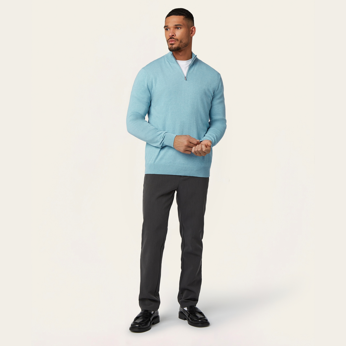 Seawool Half Zip Light Blue