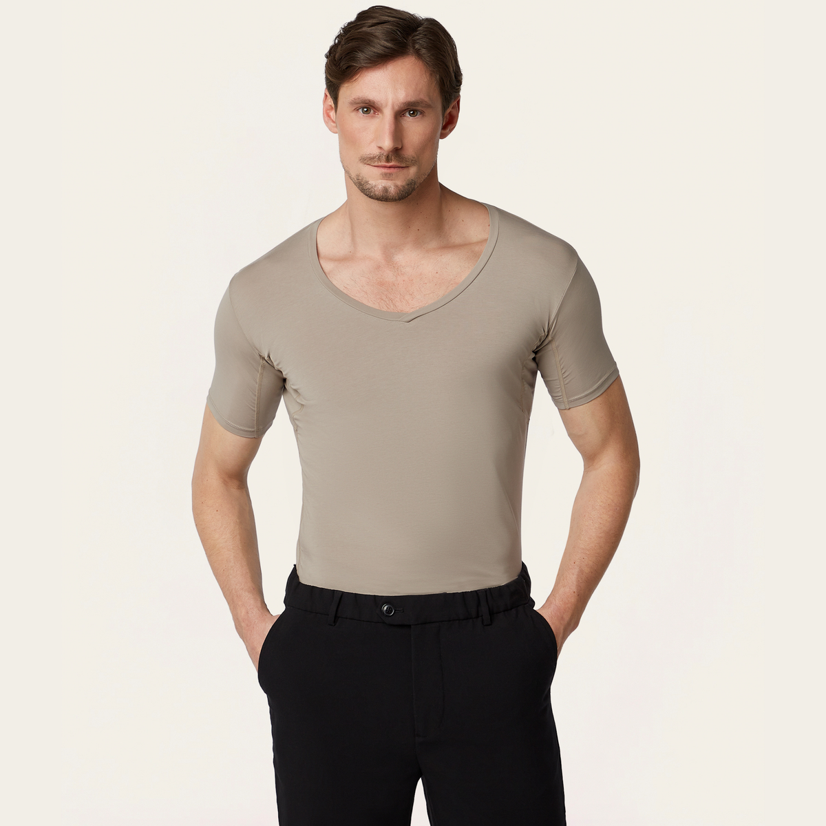 V-neck Sweat-proof undershirt khaki