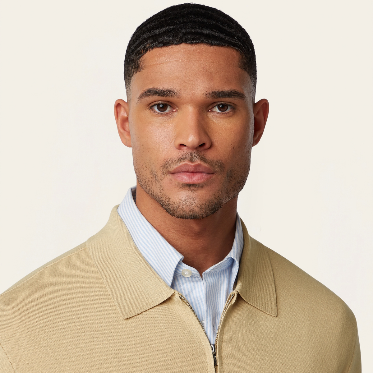 Full Zip Jacquard Cardigan Sand