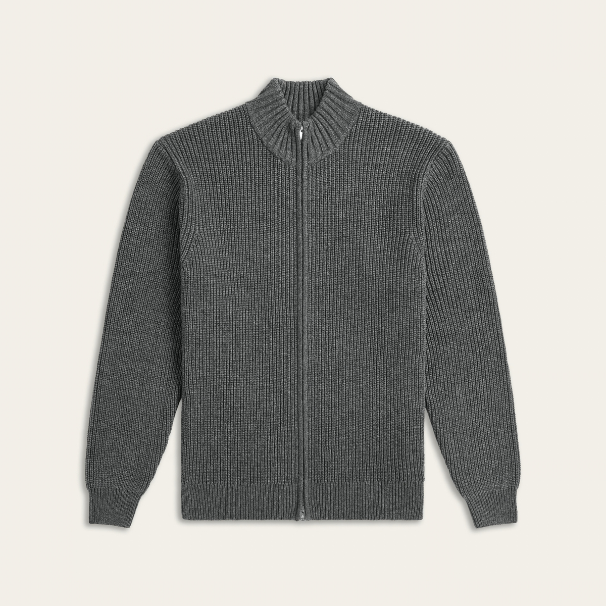 Heavy Seawool Full Zip Cardigan Dark Grey