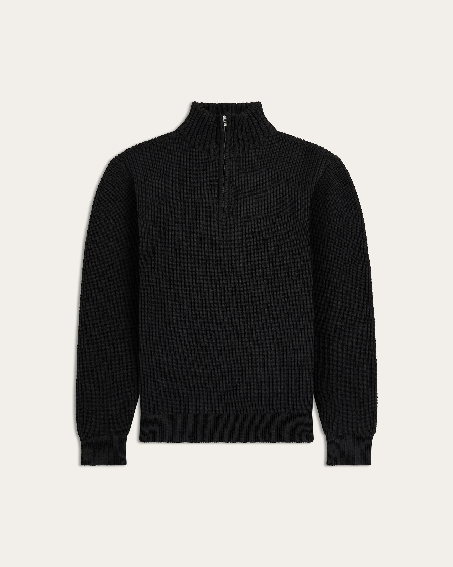 Heavy Seawool Half Zip Black
