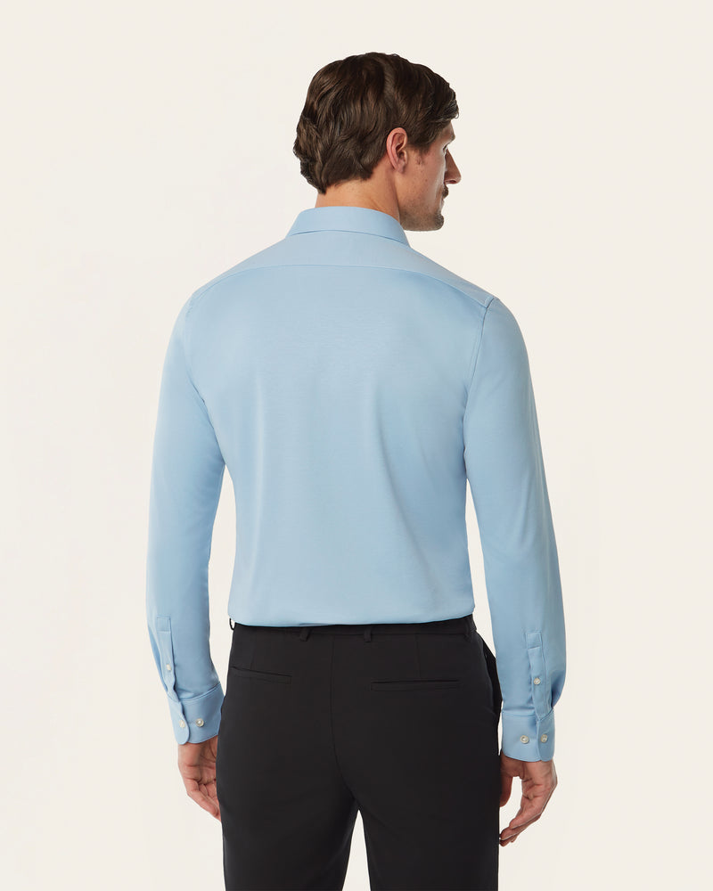 Knitted non-iron shirt blue