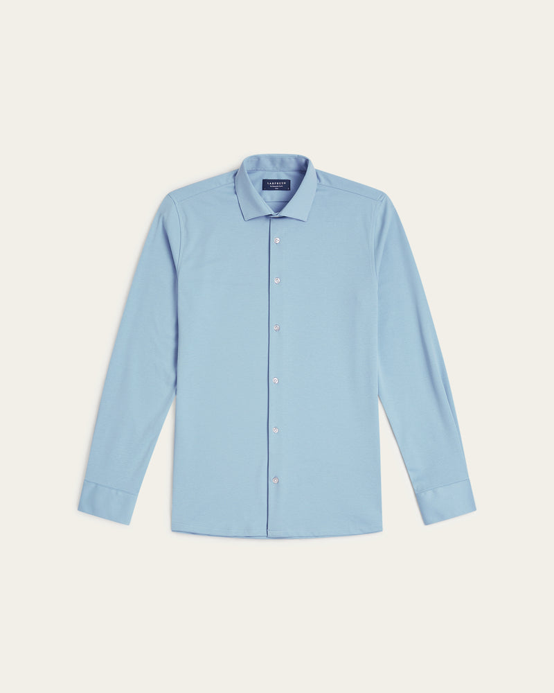 Knitted non-iron shirt blue