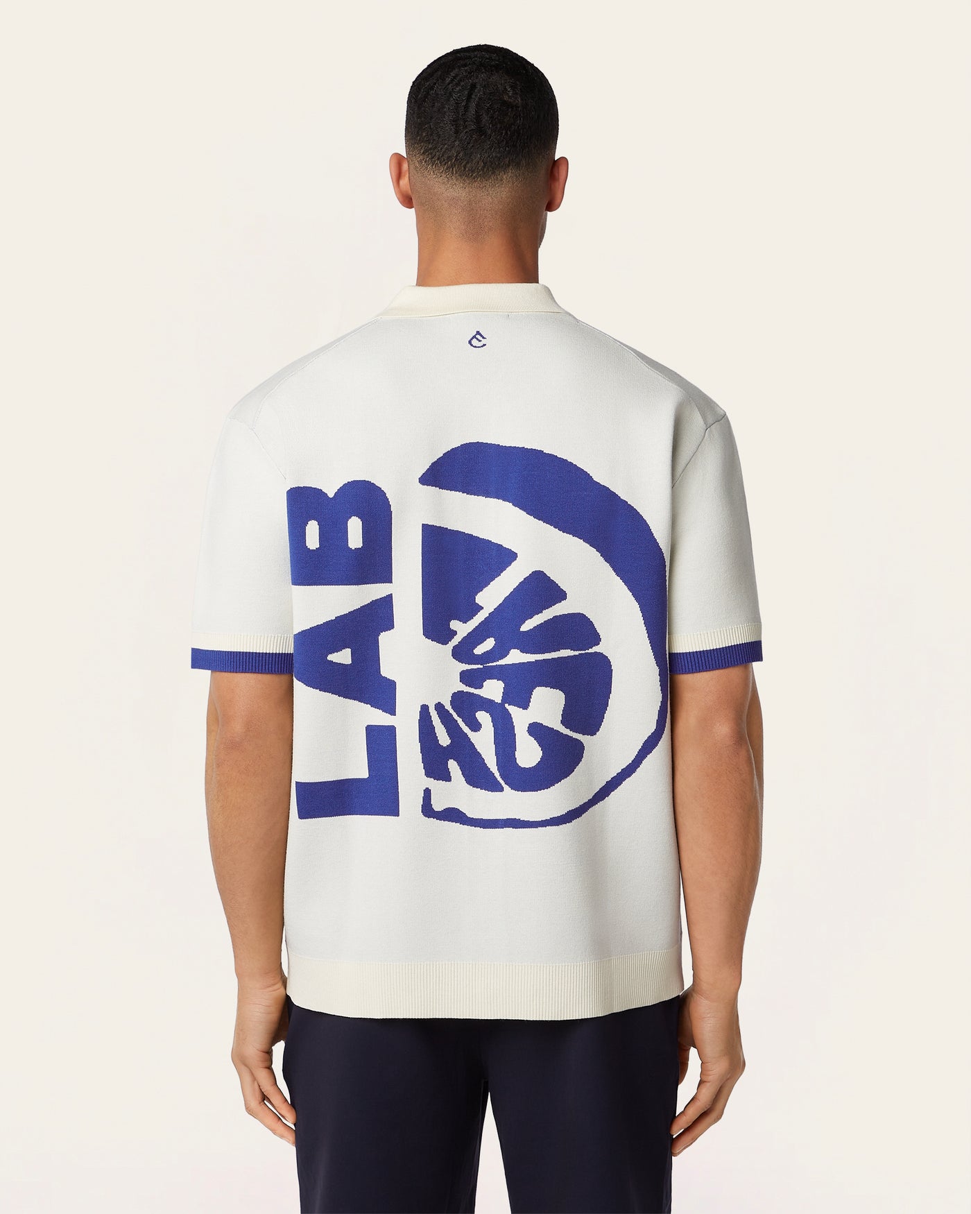 Jacquard Polo Off White / Cobalt Blue