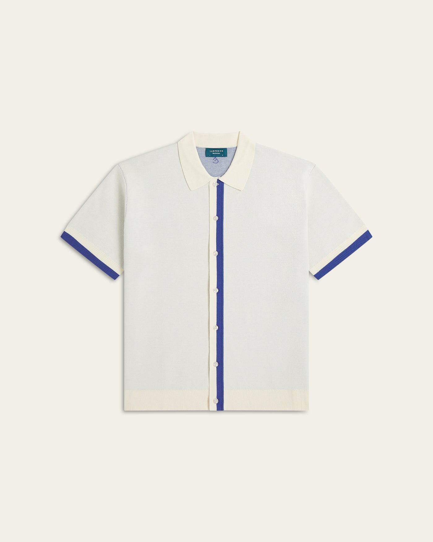Jacquard Polo Off White / Cobalt Blue