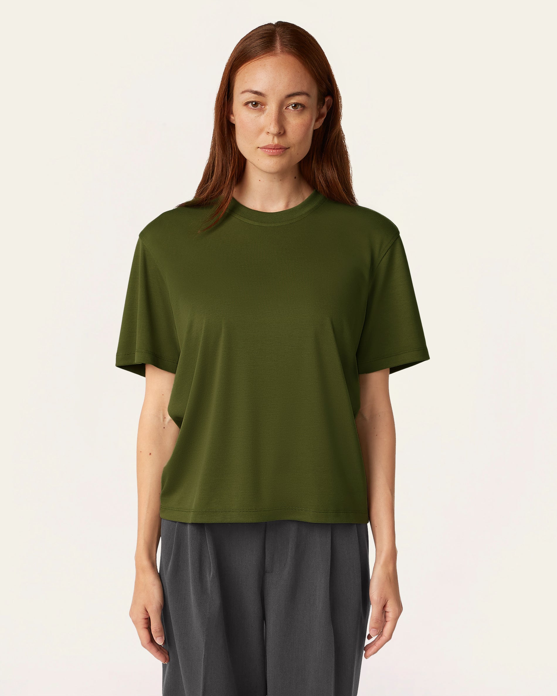 Interlock Boxy Fit T-shirt - Olive